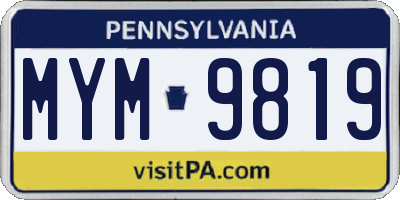 PA license plate MYM9819