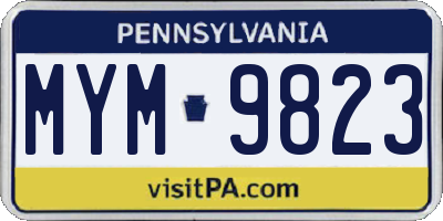 PA license plate MYM9823