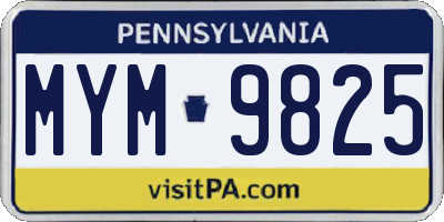 PA license plate MYM9825