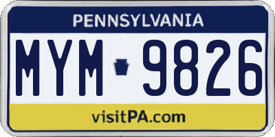 PA license plate MYM9826