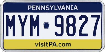 PA license plate MYM9827