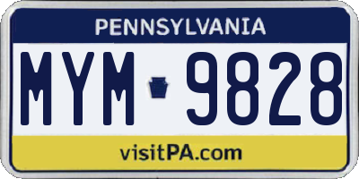 PA license plate MYM9828