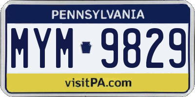 PA license plate MYM9829