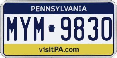 PA license plate MYM9830