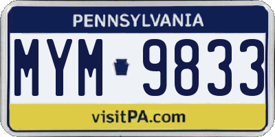 PA license plate MYM9833
