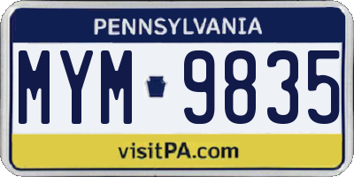 PA license plate MYM9835