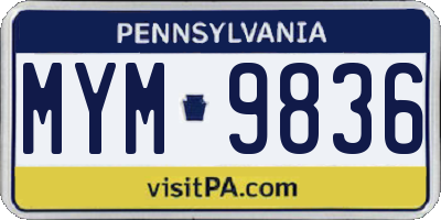 PA license plate MYM9836
