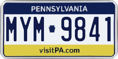 PA license plate MYM9841