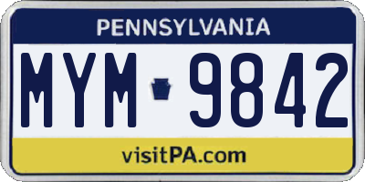 PA license plate MYM9842