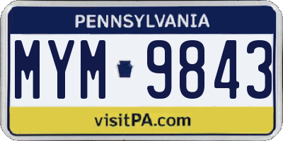 PA license plate MYM9843