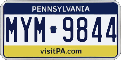 PA license plate MYM9844