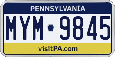 PA license plate MYM9845
