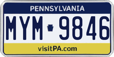 PA license plate MYM9846