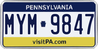 PA license plate MYM9847