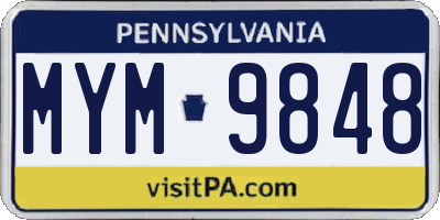 PA license plate MYM9848