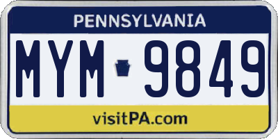 PA license plate MYM9849