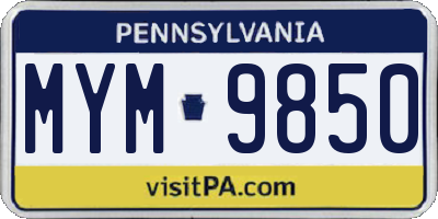 PA license plate MYM9850