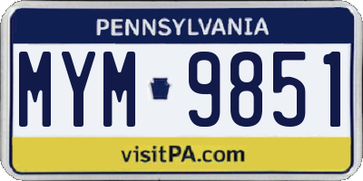PA license plate MYM9851