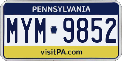 PA license plate MYM9852