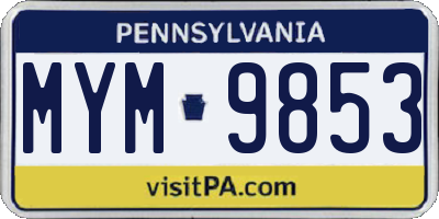 PA license plate MYM9853