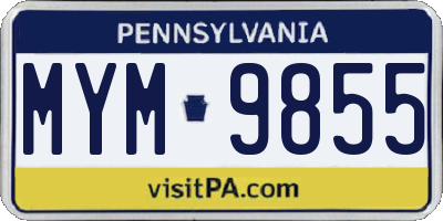 PA license plate MYM9855