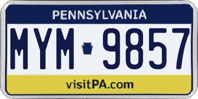 PA license plate MYM9857