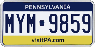 PA license plate MYM9859