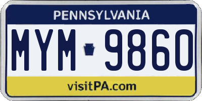 PA license plate MYM9860