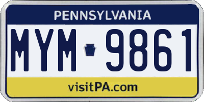 PA license plate MYM9861