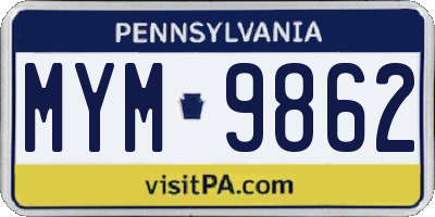 PA license plate MYM9862