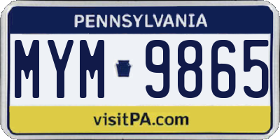 PA license plate MYM9865