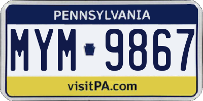 PA license plate MYM9867