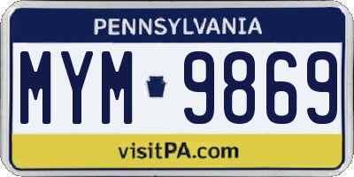 PA license plate MYM9869