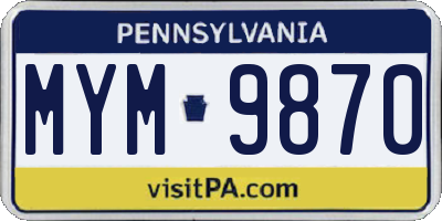 PA license plate MYM9870
