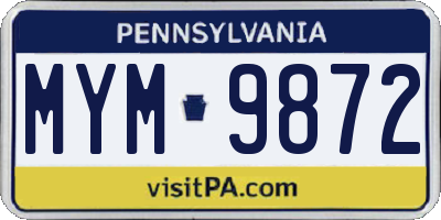 PA license plate MYM9872