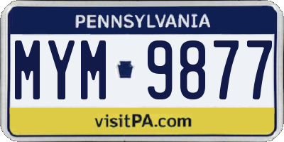 PA license plate MYM9877