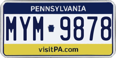 PA license plate MYM9878
