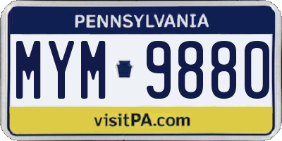 PA license plate MYM9880