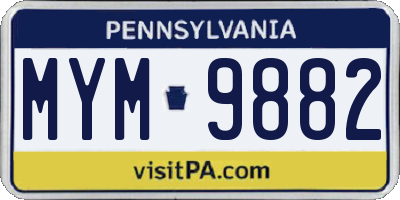 PA license plate MYM9882
