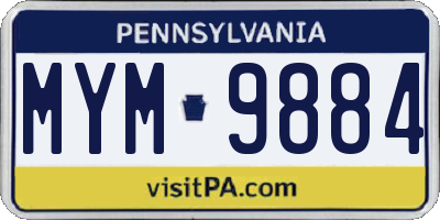 PA license plate MYM9884