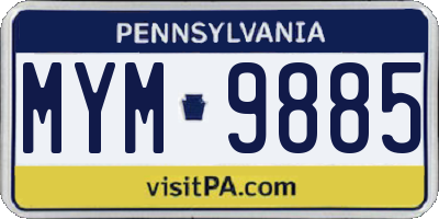 PA license plate MYM9885