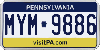 PA license plate MYM9886