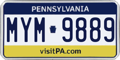 PA license plate MYM9889