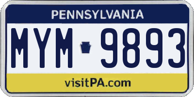 PA license plate MYM9893