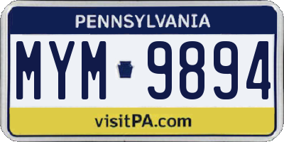 PA license plate MYM9894