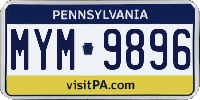 PA license plate MYM9896