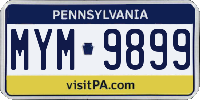PA license plate MYM9899