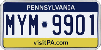 PA license plate MYM9901