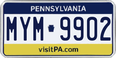 PA license plate MYM9902