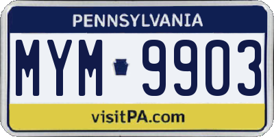 PA license plate MYM9903